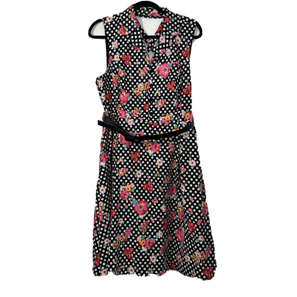 Modcloth Dresses & Skirts - ModCloth Floral Polka Dot Dress XL Collared Sleeveless